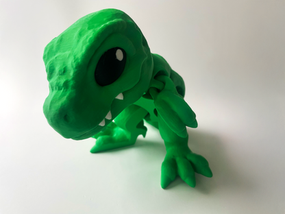 3D Printed Green T-Rex: Posable Dinosaur Toy by Cinderwing3D