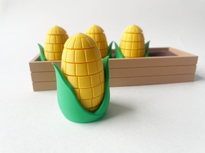 Mom's American Corn Garden Set on a Linear Plate - Articulated Garden for Tabletop Tactile Play & Stress Relief