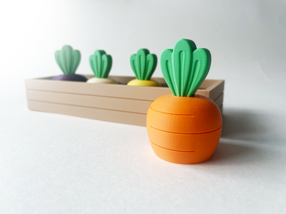 Mom's Diverse Full Carrot Garden-- Full Set with of 2 Large and 2 Medium Carrots-Multi Color Articulated Garden for Tactile Play & Stress Relief