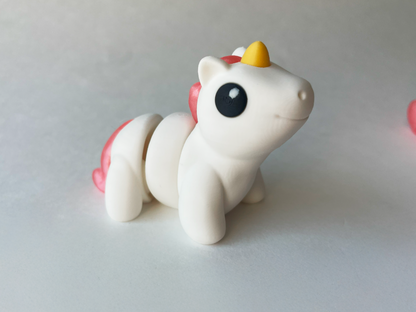 Classic White and Pink Unicorn Flexi Toy Figurine for Tactile Fantasy Play!