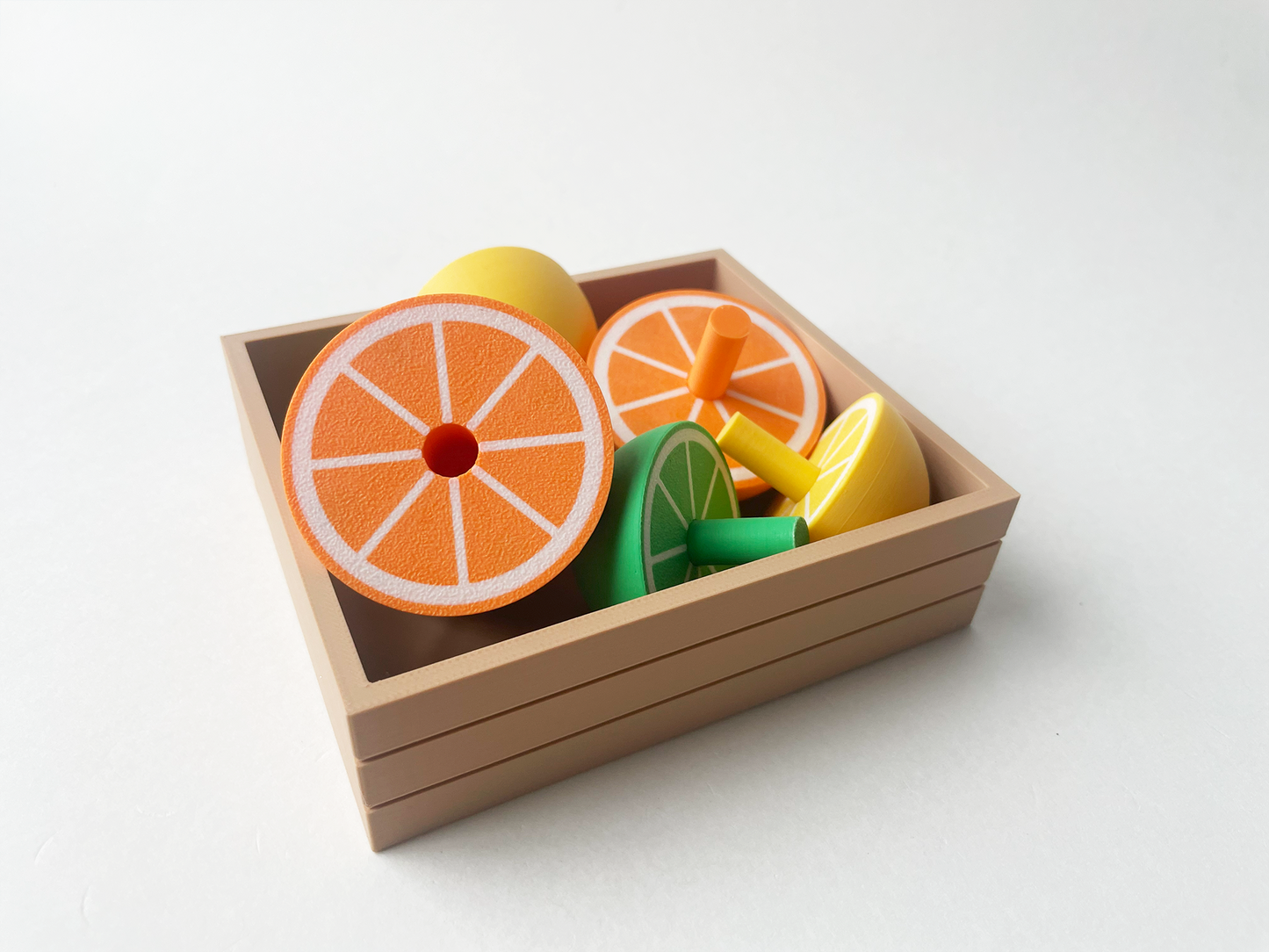 Mom's Fruit Fidget Garden Set on a Square Plate - Articulated Fruit Fidgets for Tabletop Tactile Play & Stress Relief