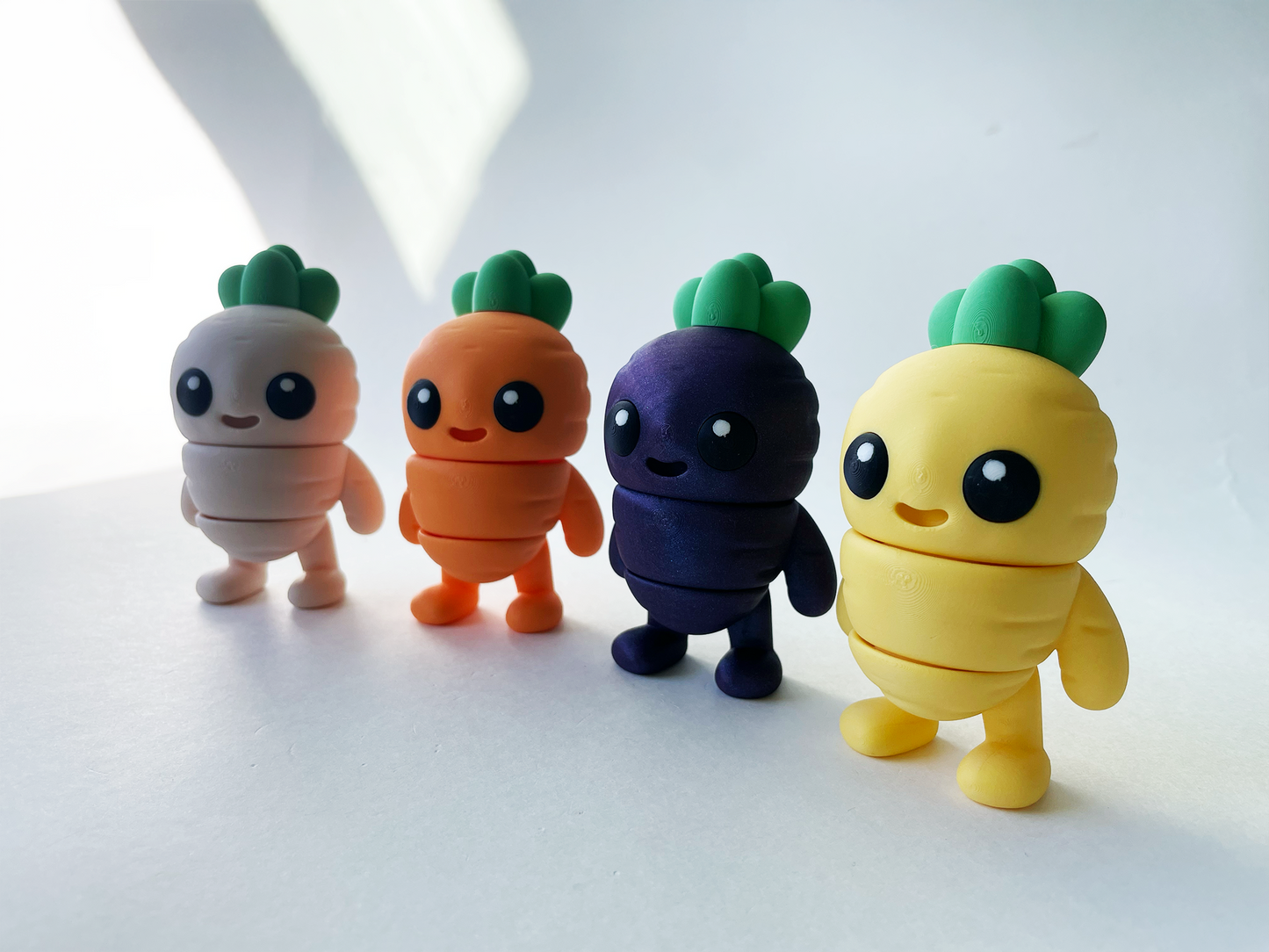 Diverse Carrot Guys (Set of 4) Fidget Premium Toys Play Set for Pretend, Tactile, Veggie STEM Learning and Play