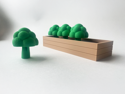 Mom's Green Broccoli Garden Set on a Linear Plate - Articulated Garden for Tabletop Tactile Play & Stress Relief