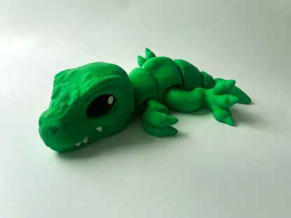 3D Printed Green T-Rex: Posable Dinosaur Toy by Cinderwing3D