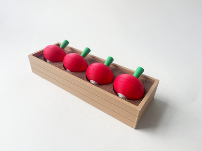 Mom's Red Radish Garden Set on a Linear Plate - Articulated Garden for Tabletop Tactile Play & Stress Relief