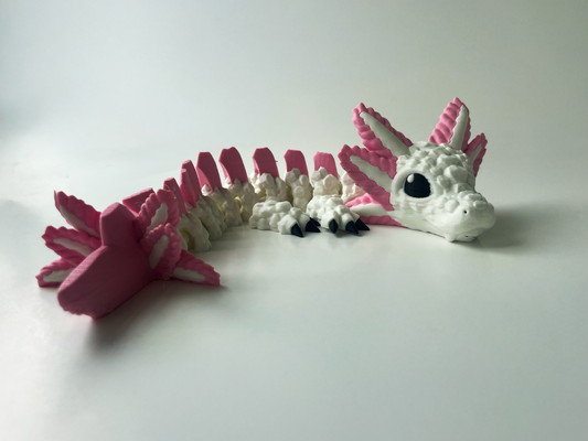 3D Printed White Dragon: Elegant Fantasy Companion