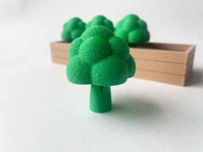 Mom's Green Broccoli Garden Set on a Linear Plate - Articulated Garden for Tabletop Tactile Play & Stress Relief