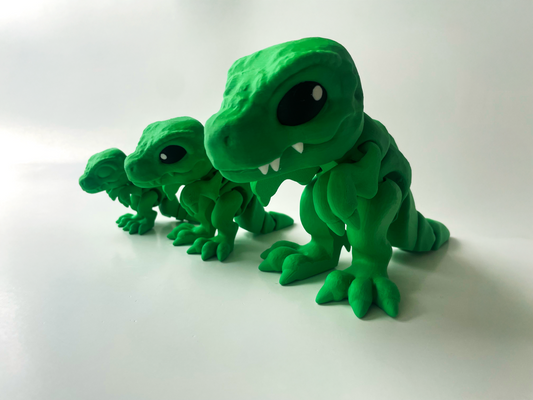 3D Printed Green T-Rex: Posable Dinosaur Toy by Cinderwing3D