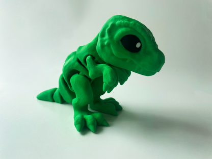 3D Printed Green T-Rex: Posable Dinosaur Toy by Cinderwing3D