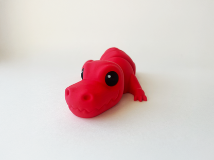ZOU's Red T-Rex Dino Fidget Toy - Medium High-Quality 3D-Printed Articulated Buddy with Tiki-Taka Noise for Indoor and Outdoor Play & Stress Relief