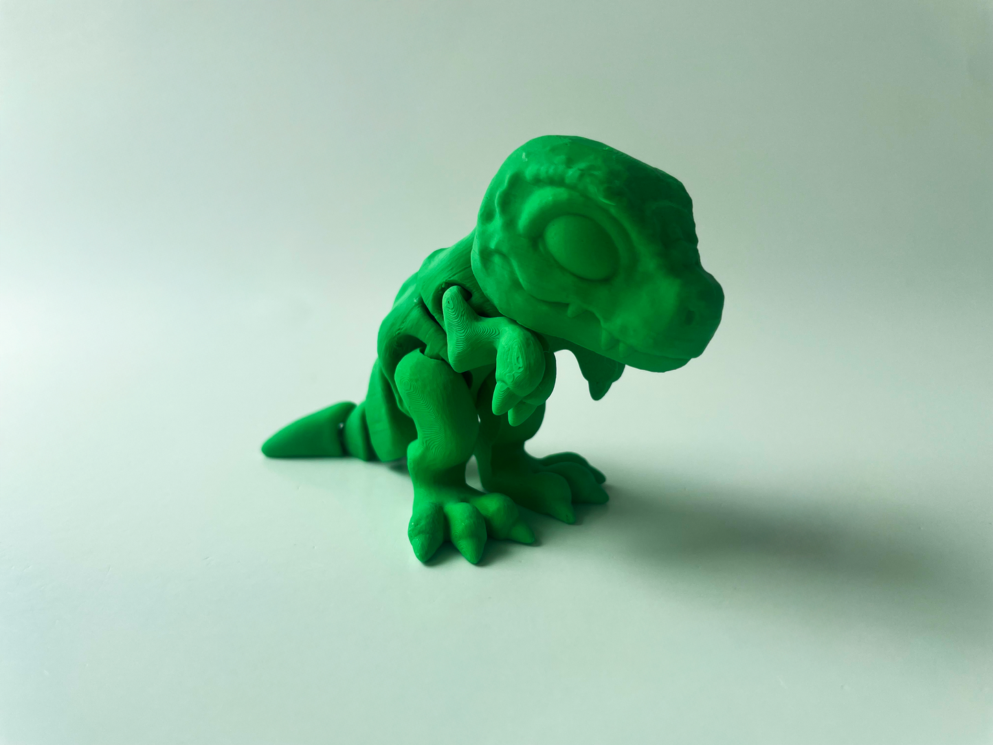 3D Printed Green T-Rex: Posable Dinosaur Toy by Cinderwing3D