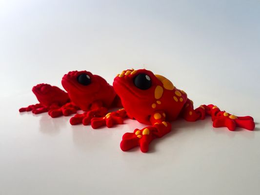 Red 3D Printed Posable Toad Toy: Jungle Adventure, Sensory Play