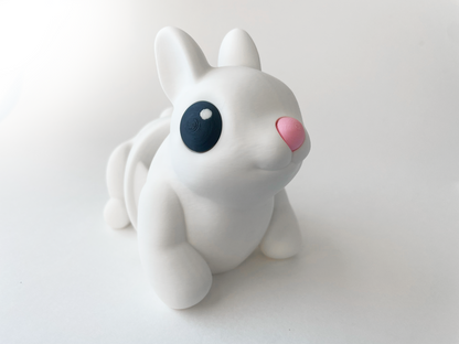 Easter's White Bunny Fidget Toy - Medium High-Quality 3D-Printed Articulated Buddy with Tiki-Taka Noise for Indoor and Outdoor Play & Stress Relief
