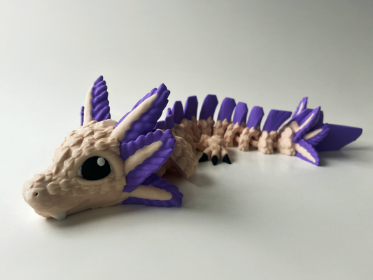 3D Printed Fantasy Dragon: Beige & Lilac Magical Companion