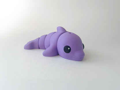 ZOU's Purple Dolphin Fidget Toy - Medium High-Quality 3D-Printed Articulated Buddy with Tiki-Taka Noise for Indoor and Outdoor Play & Stress Relief