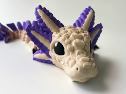 3D Printed Fantasy Dragon: Beige & Lilac Magical Companion