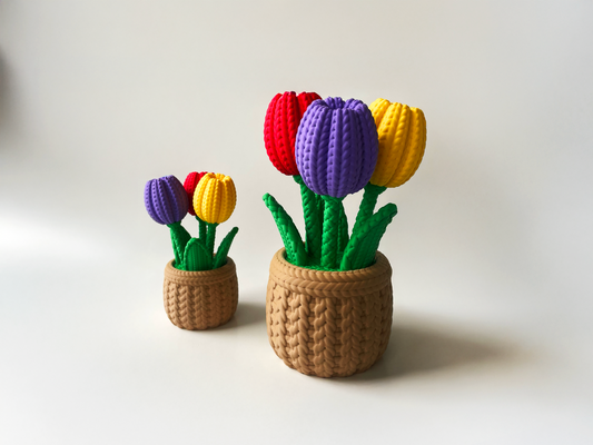 Summer Tulips in a Latte Basket Desktop Decor For Lovers and Friends