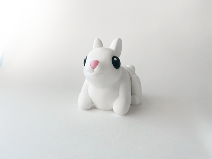 Easter's White Bunny Fidget Toy - Medium High-Quality 3D-Printed Articulated Buddy with Tiki-Taka Noise for Indoor and Outdoor Play & Stress Relief