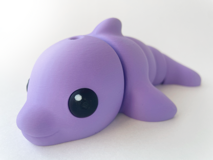 ZOU's Purple Dolphin Fidget Toy - Medium High-Quality 3D-Printed Articulated Buddy with Tiki-Taka Noise for Indoor and Outdoor Play & Stress Relief