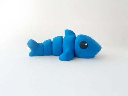 ZOU's Blue Shark Fidget Toy - Medium High-Quality 3D-Printed Articulated Buddy with Tiki-Taka Noise for Indoor and Outdoor Play Stress Relief