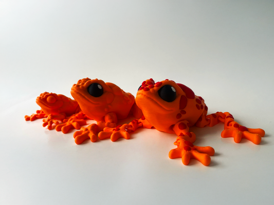 Orange 3D Printed Orange Toad Toy: Posable Jungle Creature by Cinderwing3D