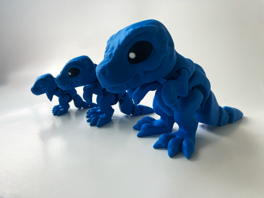 3D Printed Big Blue T-Rex: Posable Dinosaur Toy by Cinderwing3D