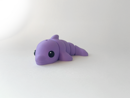 ZOU's Purple Dolphin Fidget Toy - Medium High-Quality 3D-Printed Articulated Buddy with Tiki-Taka Noise for Indoor and Outdoor Play & Stress Relief