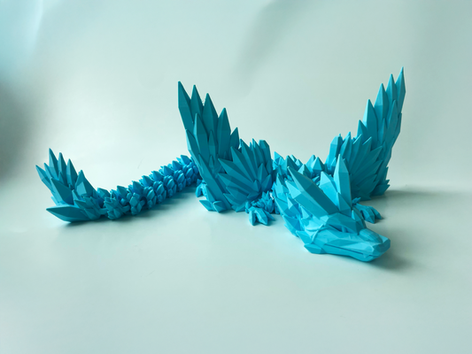 Big Blue Dragon: Winged 3D Printed Fantasy Decor by Cinderwing3D