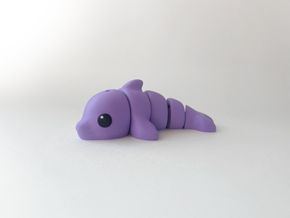 ZOU's Purple Dolphin Fidget Toy - Medium High-Quality 3D-Printed Articulated Buddy with Tiki-Taka Noise for Indoor and Outdoor Play & Stress Relief