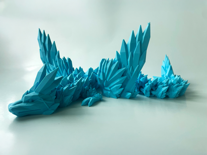 Big Blue Dragon: Winged 3D Printed Fantasy Decor by Cinderwing3D