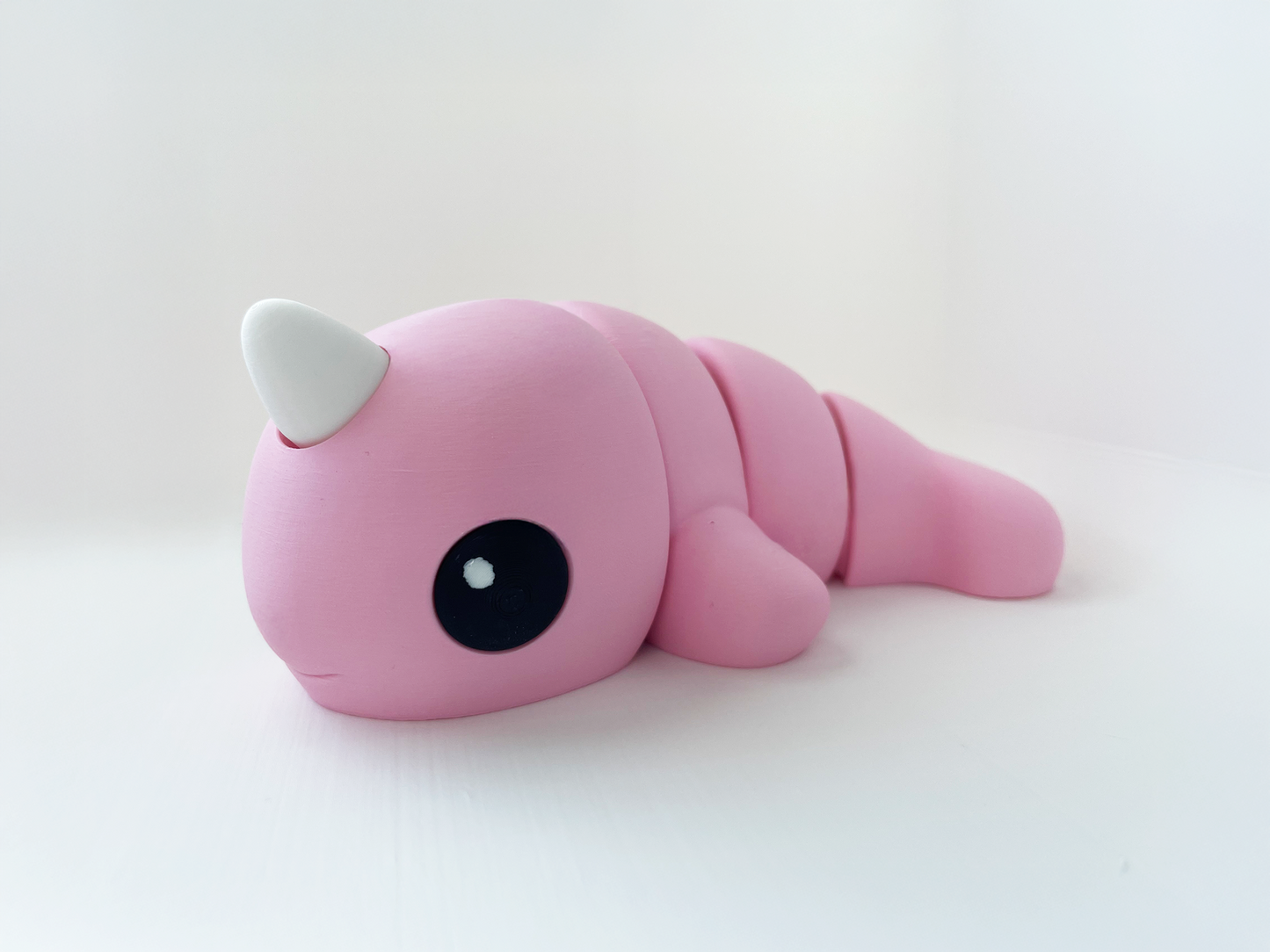 Zou's Pink Narwhal Fidget Toy- - High-Quality 3D Printed Articulated Whale for Tabletop Tactile Play & Stress Relief