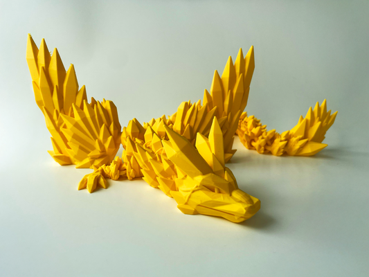 Big Yellow Dragon: Winged 3D Printed Fantasy Creature by Cinderwing3D