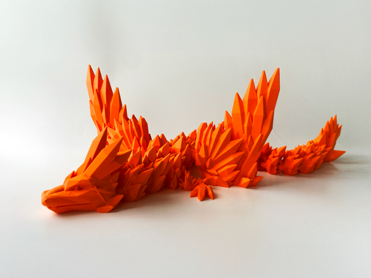 Big Orange Dragon: Winged 3D Printed Fantasy Beast by Cinderwing3D