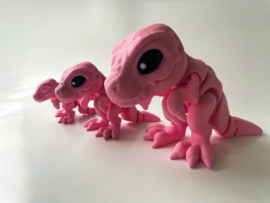 Big Pink T-Rex: 3D Printed Posable Dinosaur by Cinderwing3D