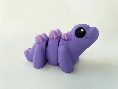 ZOU's Baby Purple Stegosaurus Dino Fidget Toy - High-Quality 3D Printed Articulated Dinosaur for Indoor & Outdoor & Stress Relief Play