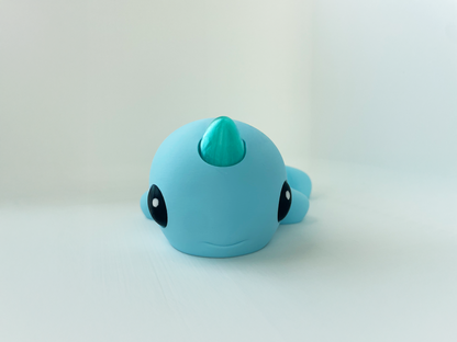 Zou's Blue Narwhal Fidget Toy- - High-Quality 3D Printed Articulated Whale for Tabletop Tactile Play & Stress Relief