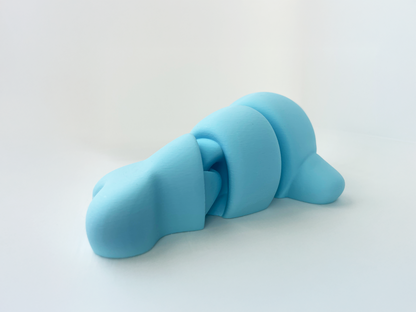 Zou's Blue Narwhal Fidget Toy- - High-Quality 3D Printed Articulated Whale for Tabletop Tactile Play & Stress Relief