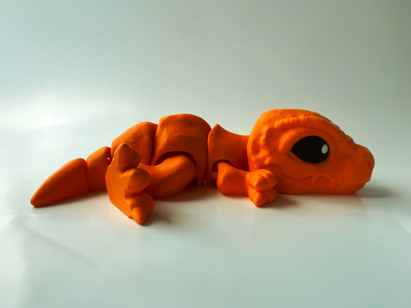3D Printed Orange T-Rex: Posable Dinosaur Toy by Cinderwing3D