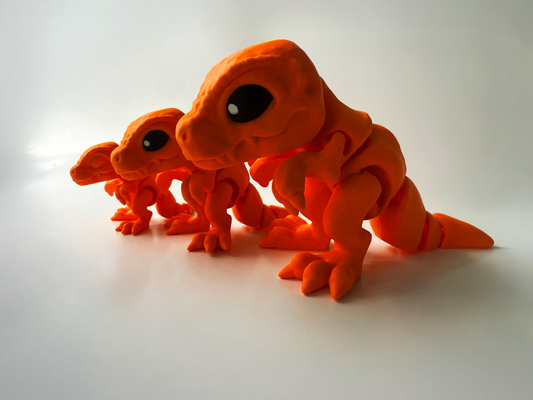 3D Printed Orange T-Rex: Posable Dinosaur Toy by Cinderwing3D