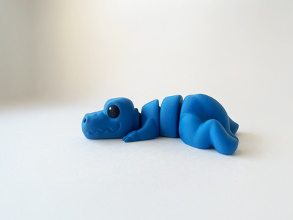 ZOU's Blue T-Rex Dino Fidget Toy - Medium High-Quality 3D-Printed Articulated Buddy with Tiki-Taka Noise for Indoor and Outdoor Play & Stress Relief