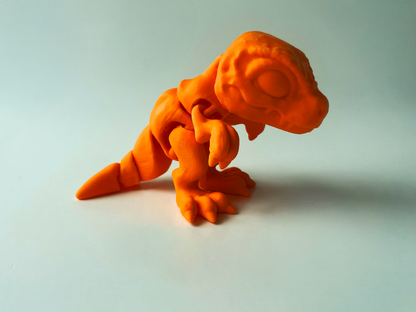 3D Printed Orange T-Rex: Posable Dinosaur Toy by Cinderwing3D