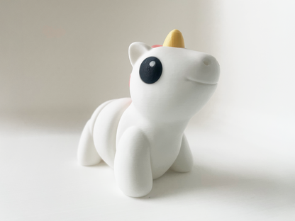 ZOU's Baby White Unicorn Fidget Toy - High-Quality 3D-Printed Articulated Unicorn with Tiki-Taka Noise for Indoor and Outdoor Play & Stress Relief