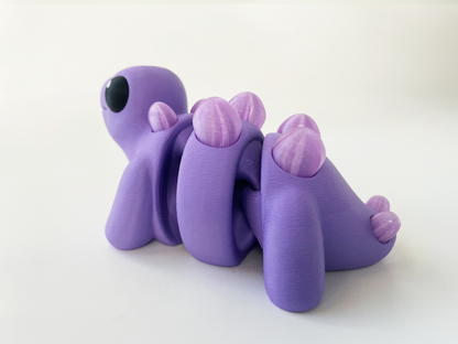ZOU's Baby Purple Stegosaurus Dino Fidget Toy - High-Quality 3D Printed Articulated Dinosaur for Indoor & Outdoor & Stress Relief Play