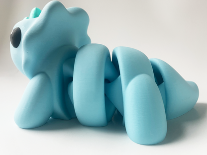 ZOU's BIG Blue Triceratops Dino Fidget Toy - High-Quality 3D Printed Articulated Dinosaur for Indoor & Outdoor Stress Relief Play
