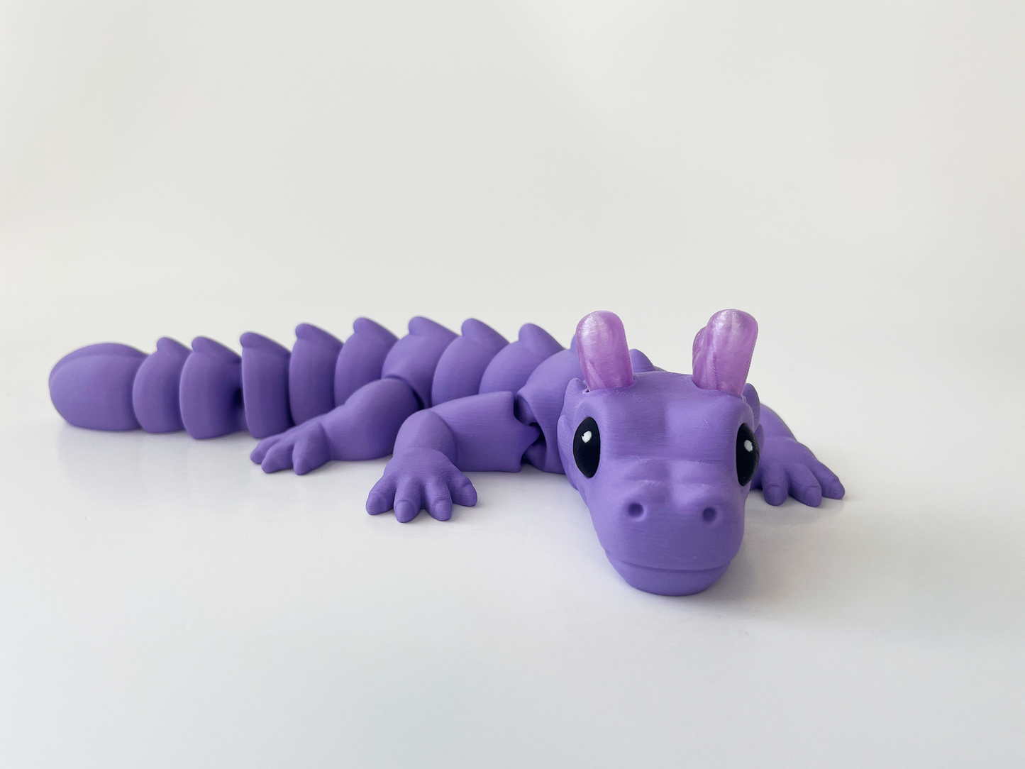 Zou's Purple Dragon Fidget Toy- - Medium High-Quality 3D Printed Articulated Dragon for Tabletop Tactile Play & Stress Relief
