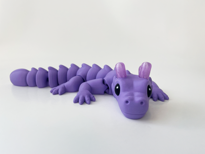 Zou's Purple Dragon Fidget Toy- - Medium High-Quality 3D Printed Articulated Dragon for Tabletop Tactile Play & Stress Relief