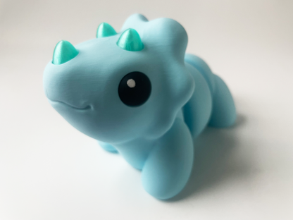 ZOU's BIG Blue Triceratops Dino Fidget Toy - High-Quality 3D Printed Articulated Dinosaur for Indoor & Outdoor Stress Relief Play