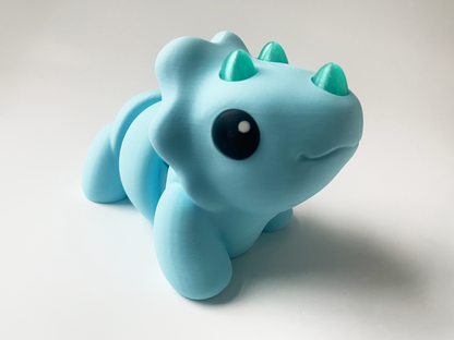 ZOU's BIG Blue Triceratops Dino Fidget Toy - High-Quality 3D Printed Articulated Dinosaur for Indoor & Outdoor Stress Relief Play