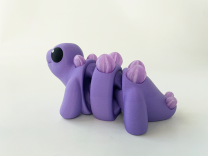 ZOU's Baby Purple Stegosaurus Dino Fidget Toy - High-Quality 3D Printed Articulated Dinosaur for Indoor & Outdoor & Stress Relief Play