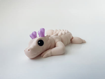 Zou's Beige Dragon Fidget Toy- - Medium High-Quality 3D Printed Articulated Dragon for Tabletop Tactile Play & Stress Relief